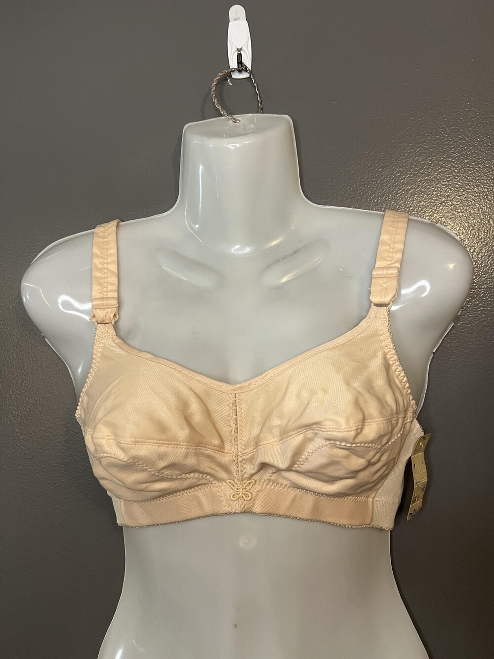 Vintage Mary Jane Bra Womens 34C Beige Soft Cup Wirefree Made USA Style 77 80s
